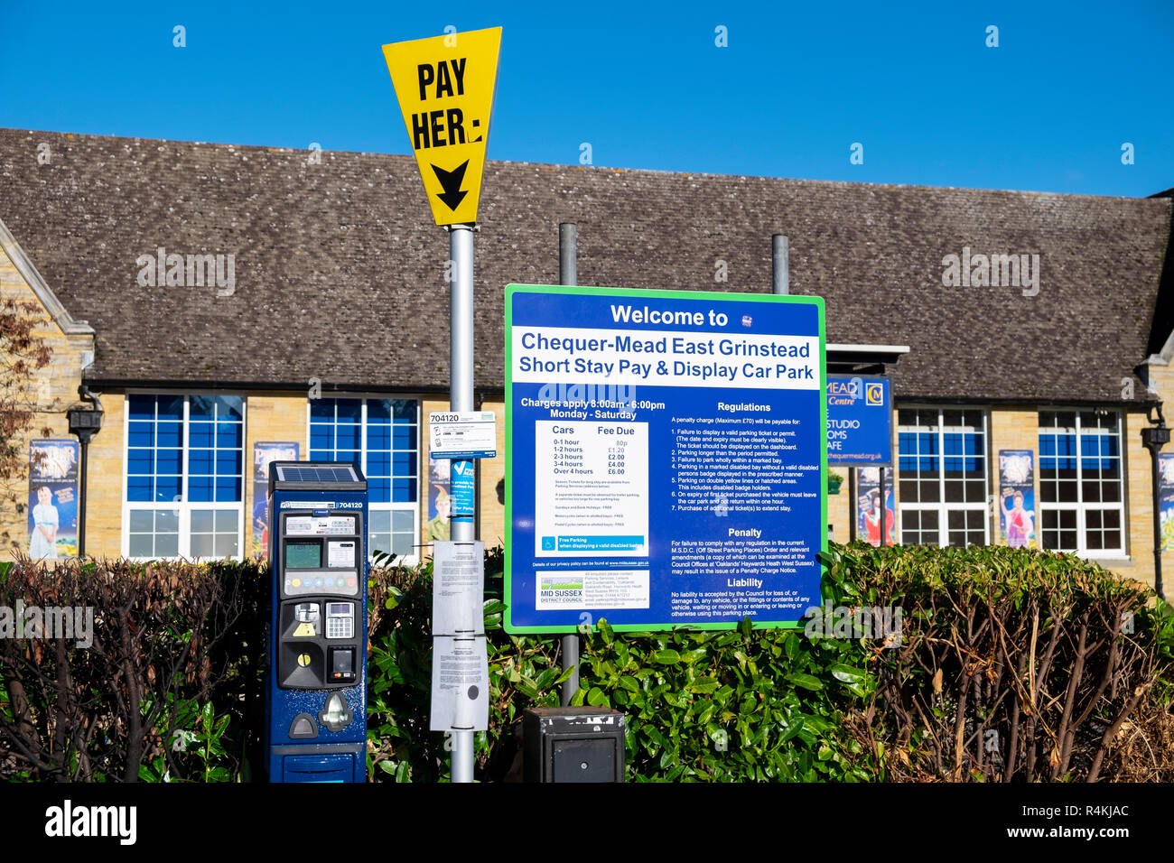 Pay and display ticket machine in a car park in East Grinstead, Sussex