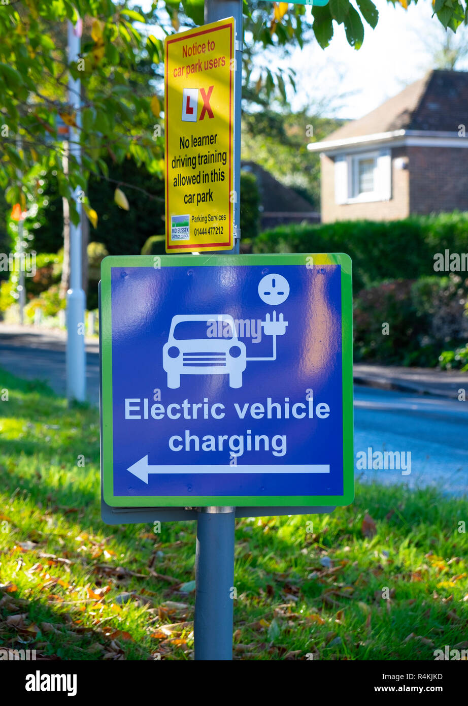 Sign for electric charging point hires stock photography and images
