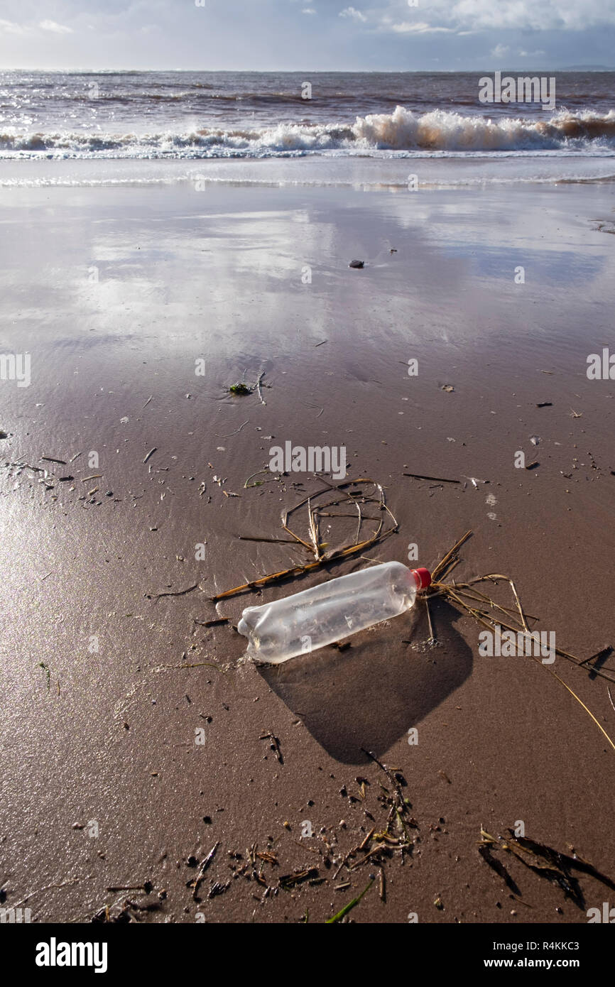Plastic bottle washed up on Exmouth beach, Devon, UK Stock Photo Alamy