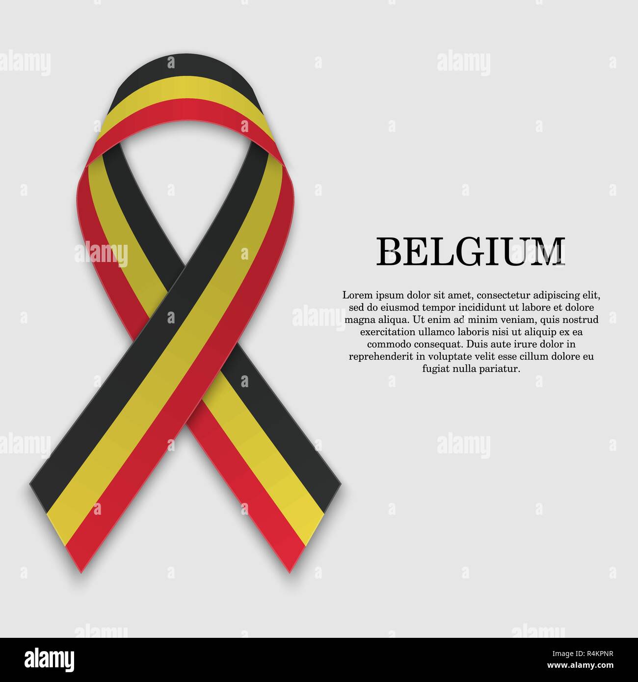 Flag of Belgium on stripe ribbon isolated on white background. Template ...