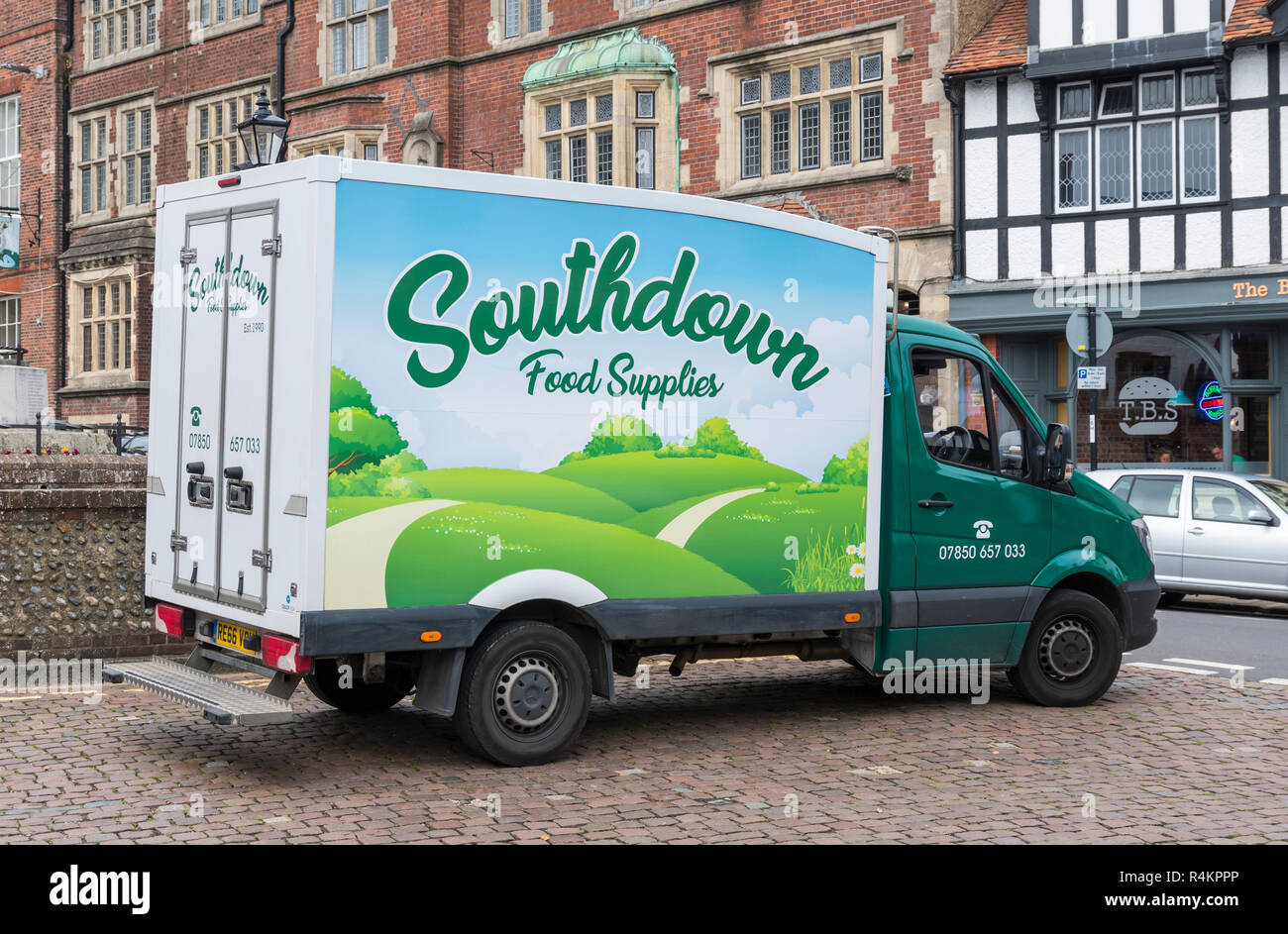 Southdown Food Supplies van parked in Arundel, West Sussex, England, UK. Stock Photo
