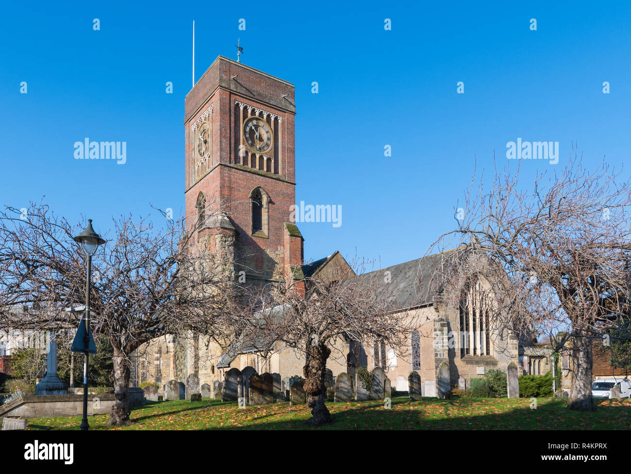 Parish Church of St Mary The Virgin (St Mary's Church) without a spire in Petworth, West Sussex, England, UK. Stock Photo