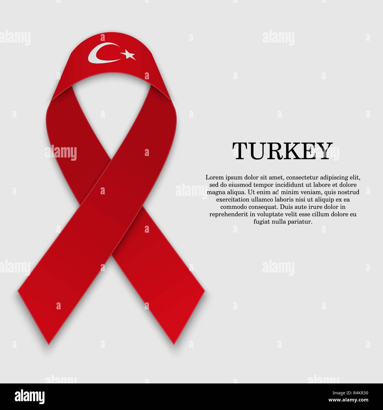 Flag of Turkey on stripe ribbon isolated on white background. Template ...