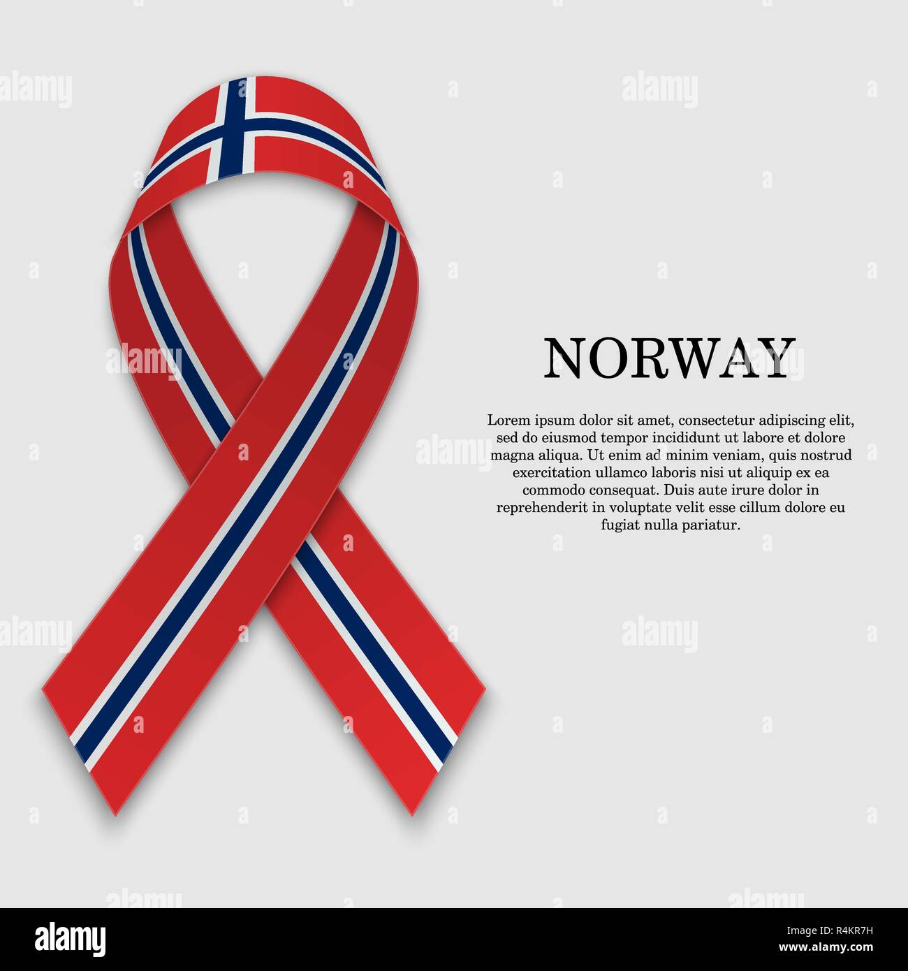 Flag of Norway on stripe ribbon isolated on white background. Template ...