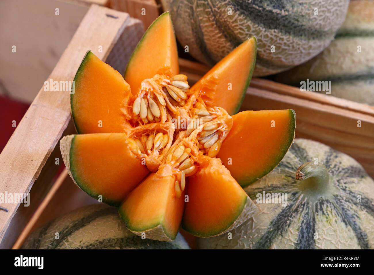 Melon melons display hi-res stock photography and images - Alamy