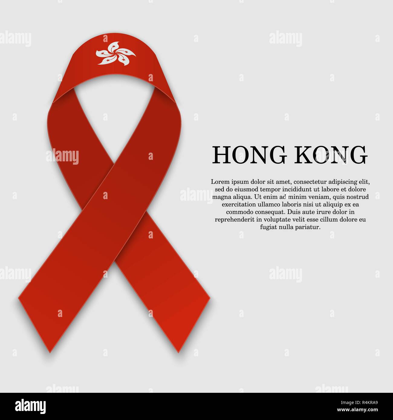 Hk Ribbon Flag of Hong Kong on stripe ribbon isolated on white background ...