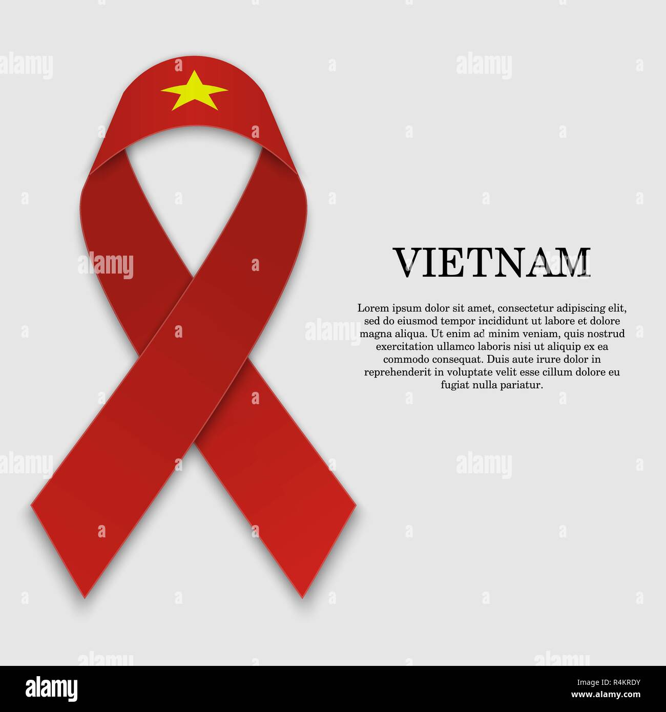 Flag of Vietnam on stripe ribbon isolated on white background. Template ...
