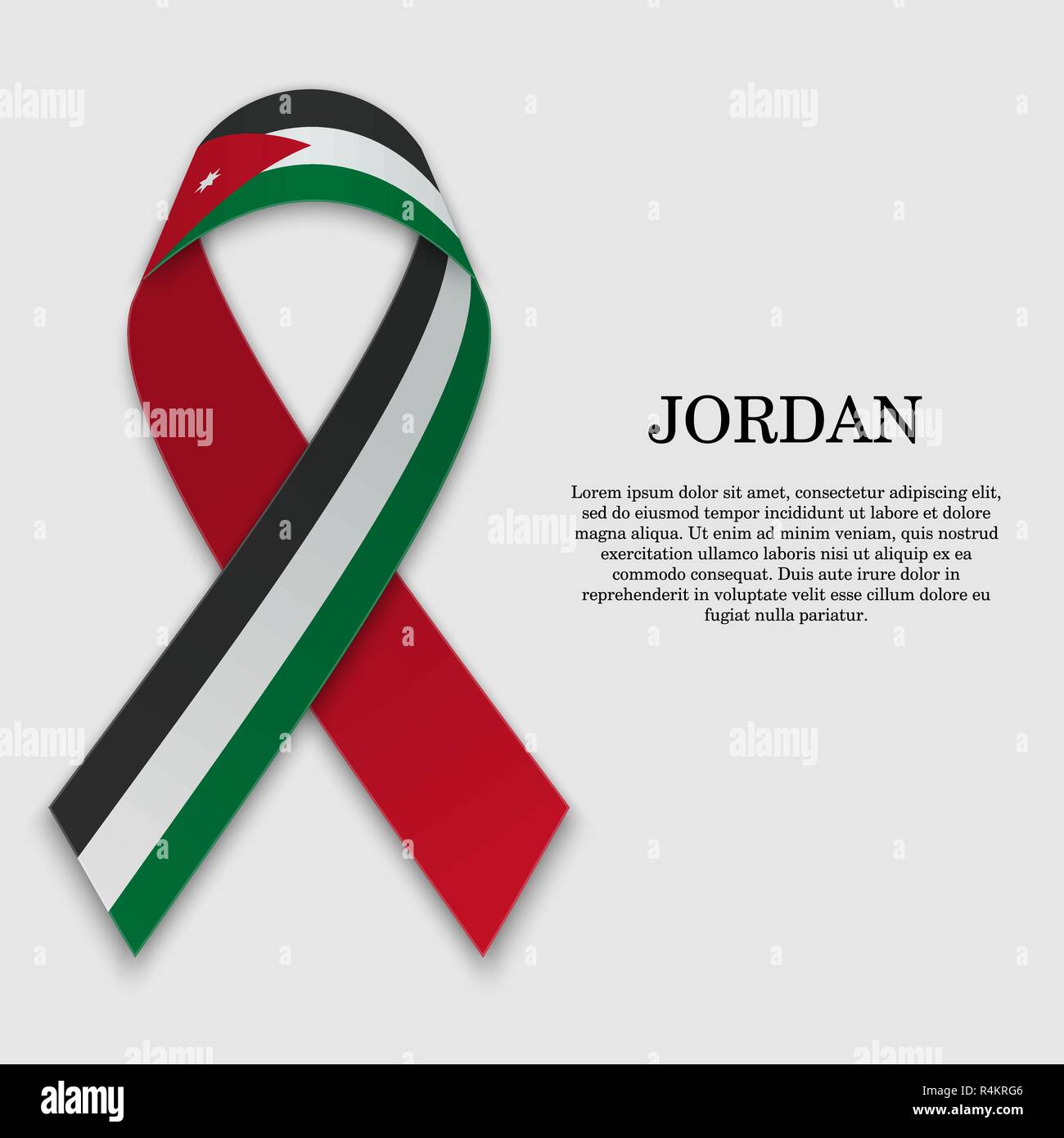Flag of Jordan on stripe ribbon isolated on white background. Template ...
