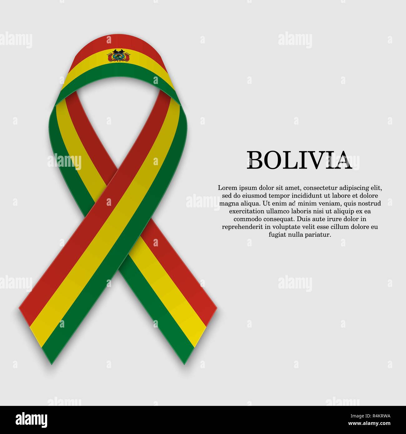 Flag of Bolivia on stripe ribbon isolated on white background. Template ...