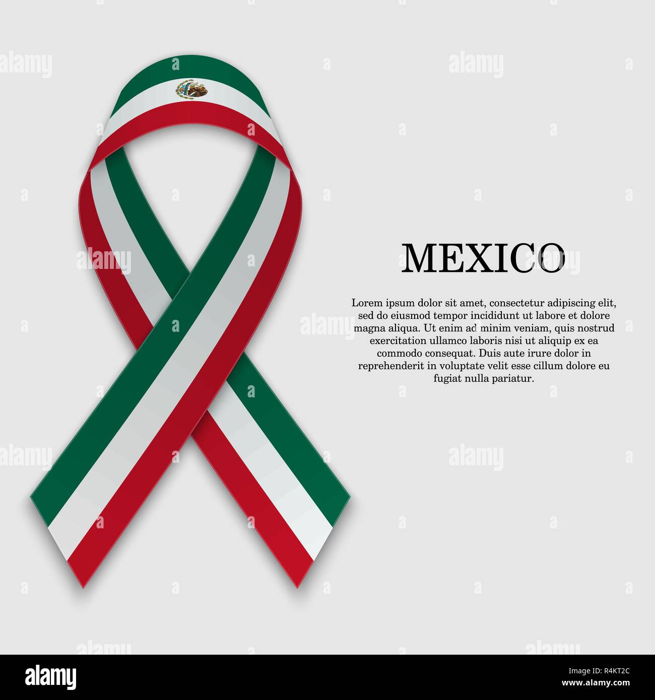 Flag of Mexico on stripe ribbon isolated on white background. Template ...