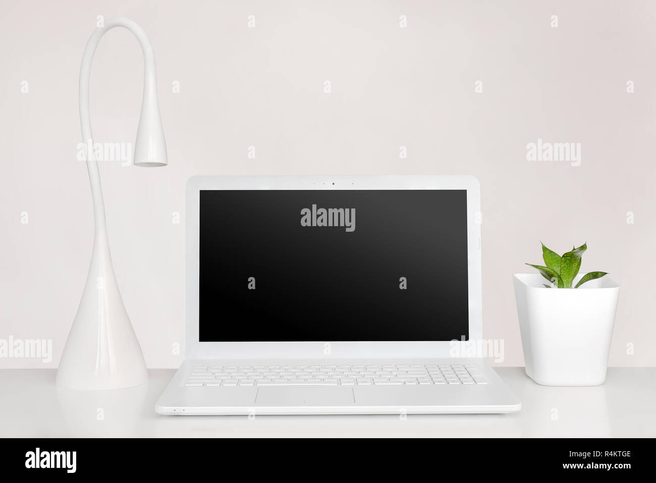 Workplace computer table lamp plant hi-res stock photography and