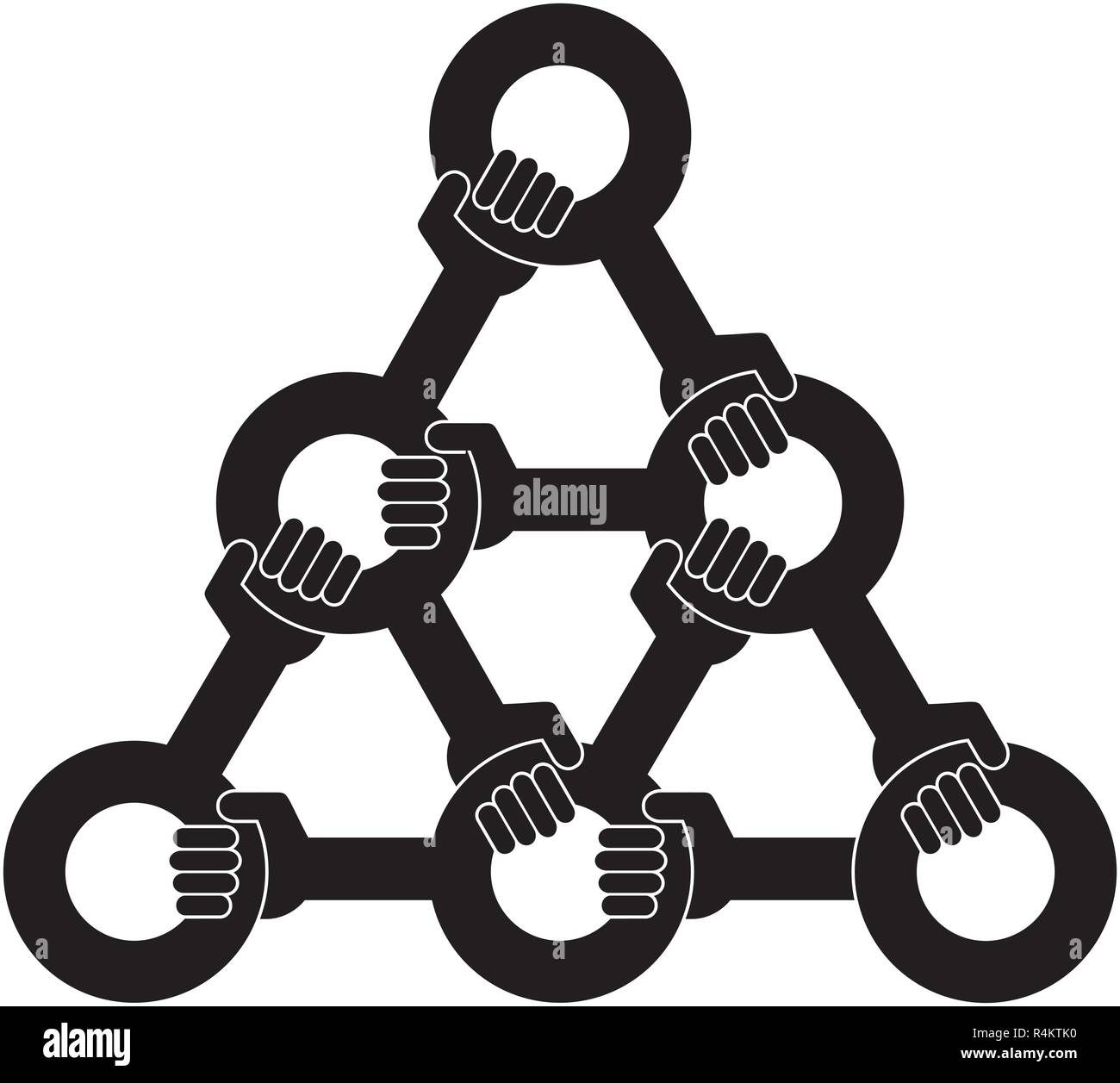 constrained  hierarchy  - firmly linked    network units Stock Vector