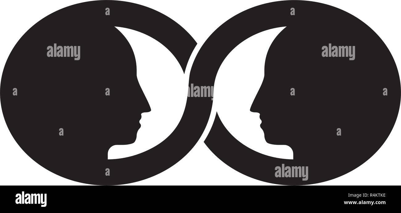 eternal  connection  two people facing each other in symbolic everlasting relationship cycle Stock Vector