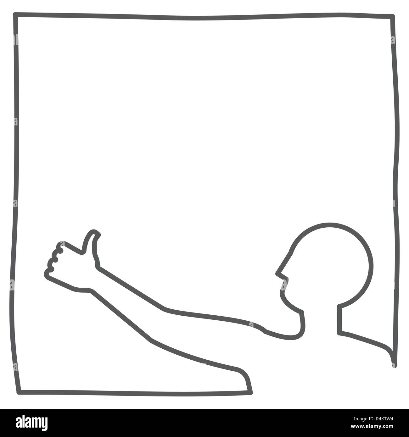 thumb up hitchhiker  gesture - continuous line frame drawing Stock Vector
