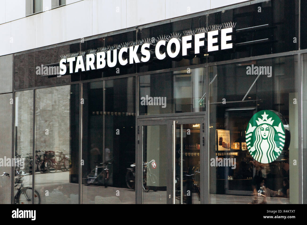 Germany, Leipzig, September 6, 2018 Starbucks street coffee shop in Leipzig. Popular worldwide