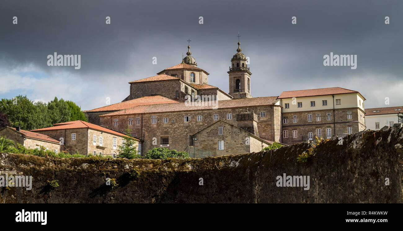Convent and church of San Francisco in Santiago de Compostela. Declared a Historical-Artistic Monument in 1986. Ancient architecture Stock Photo