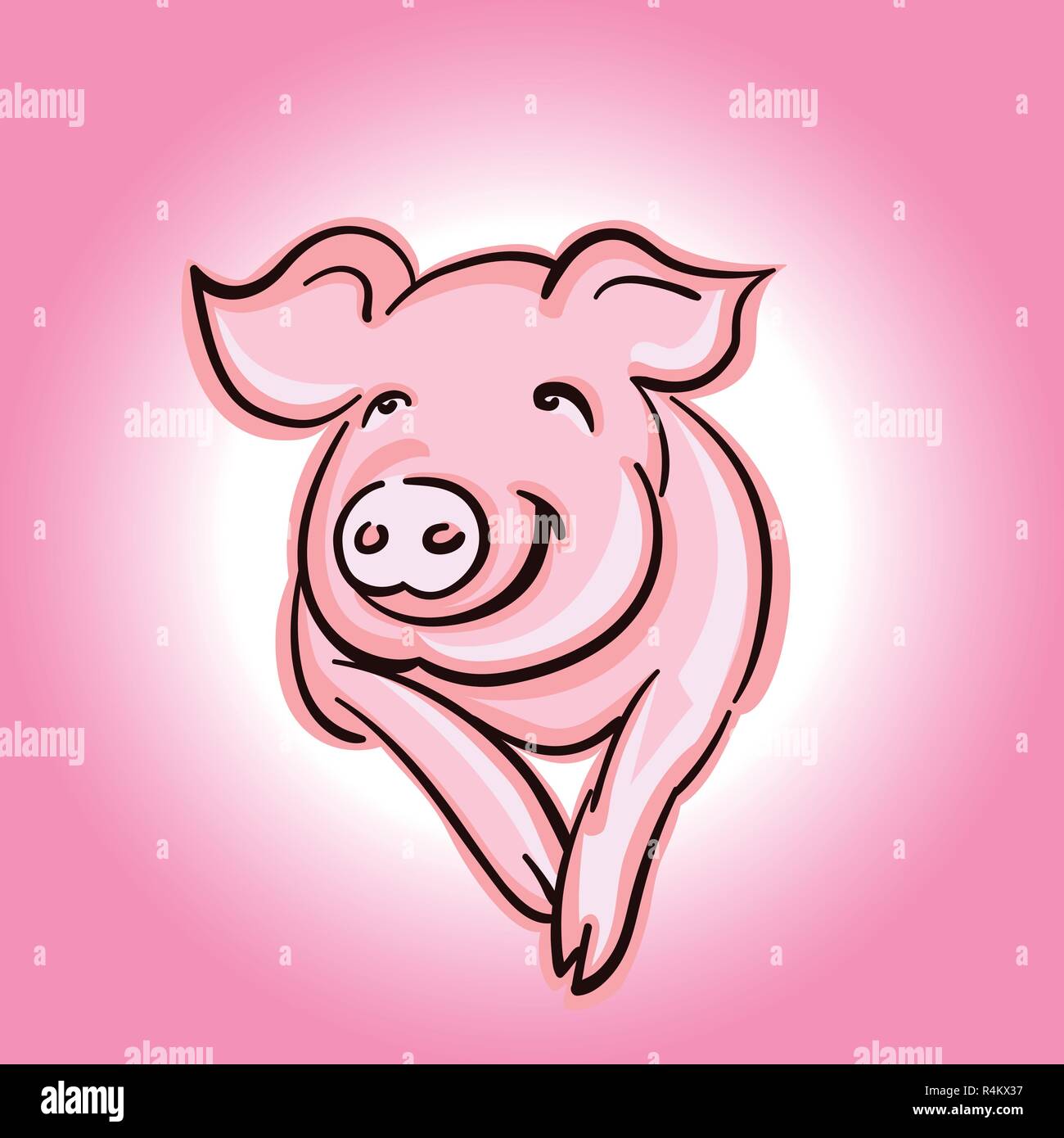 Pig head silhouette, good for the farm or restaurant icon. Stock Vector