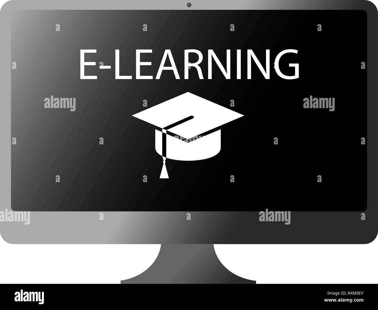 word e-learning on computer screen vector illustration Stock Vector
