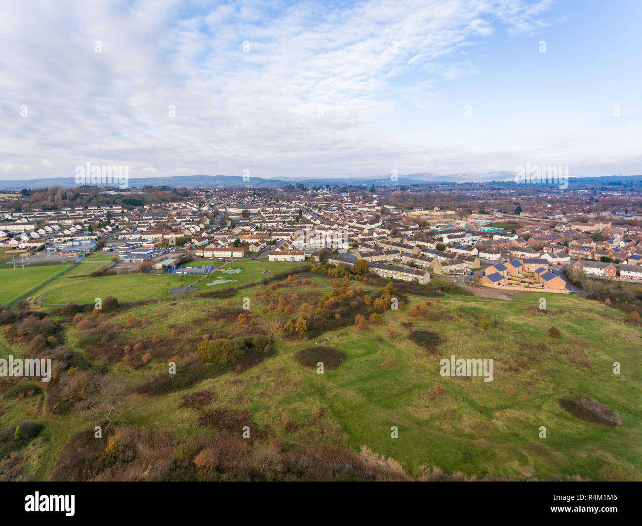 Aerial view of St Mellons Town in Cardiff, Wales UK Stock Photo Alamy