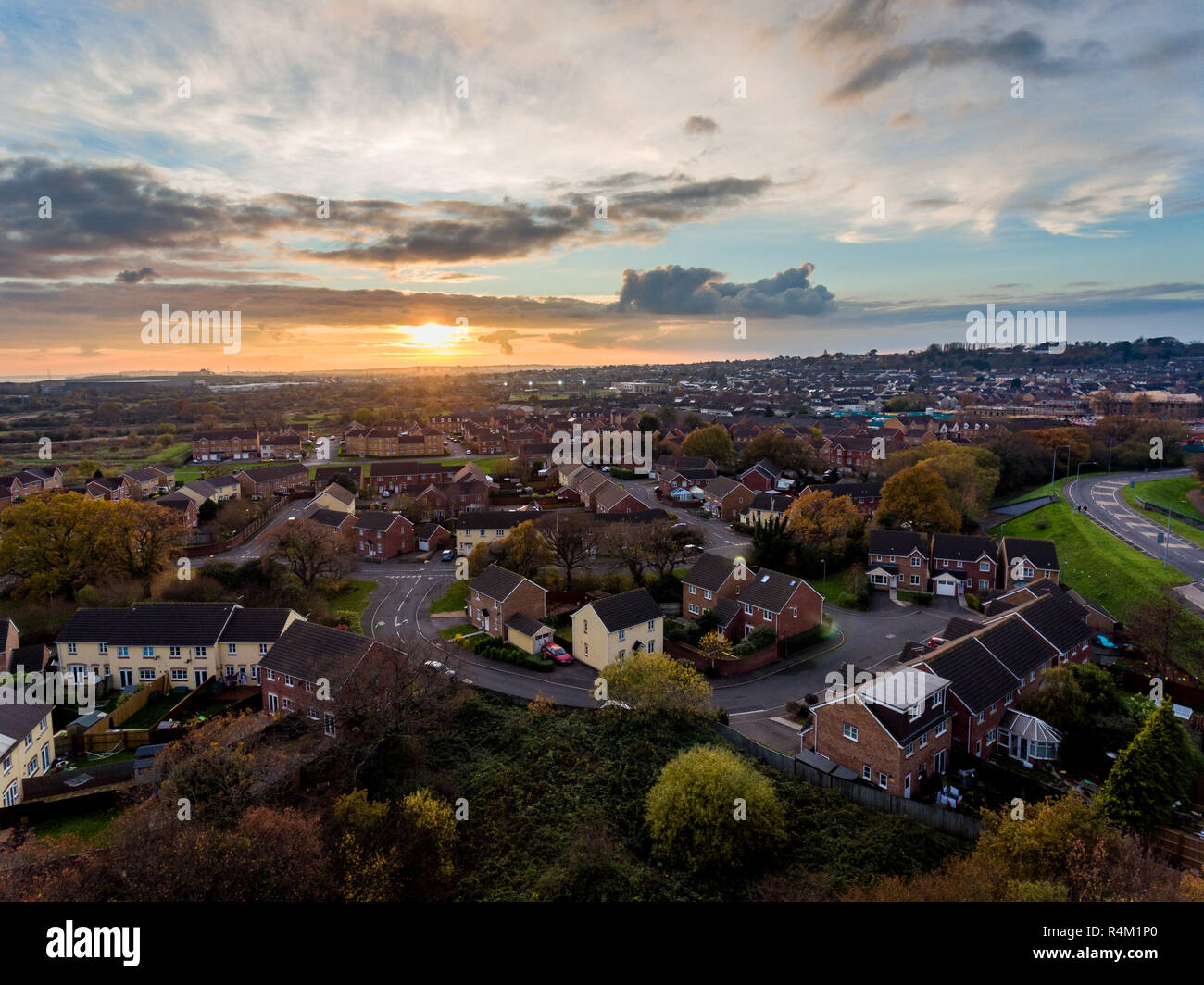 Aerial view of St Mellons Town in Cardiff, Wales UK Stock Photo Alamy