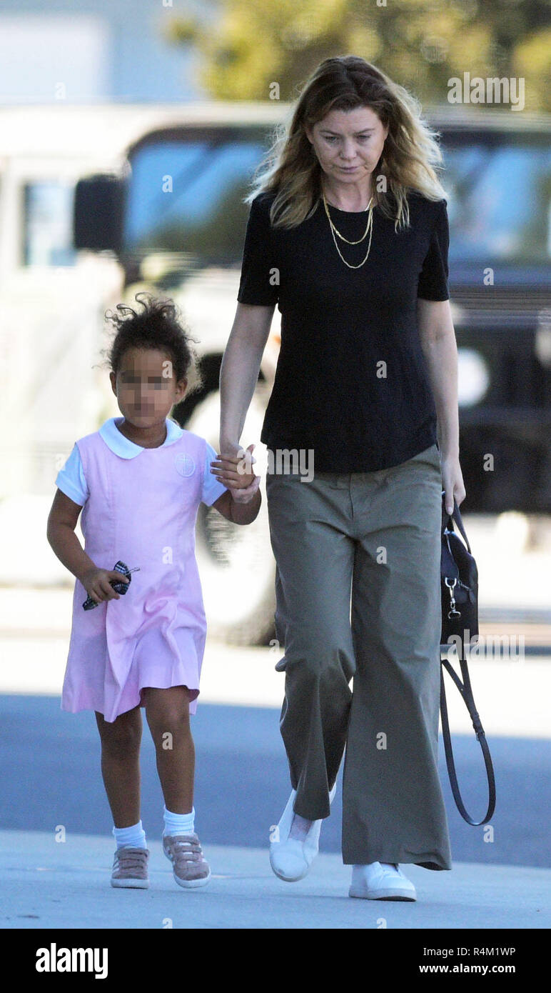 Ellen Pompeo goes out for breakfast with her daughter Sienna May Featuring: Ellen  Pompeo, Sienna May