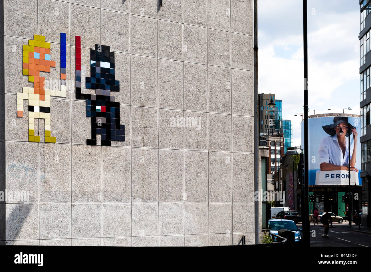 Ceramic Tile Mosaic by the French Urban Artist Invader. Street Art and
