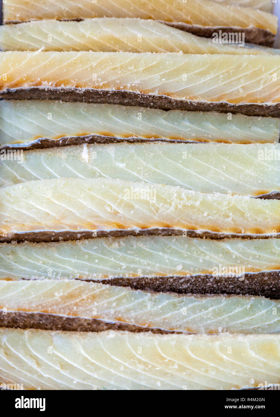 Dried cod or bacalao at a market stall Stock Photo Alamy