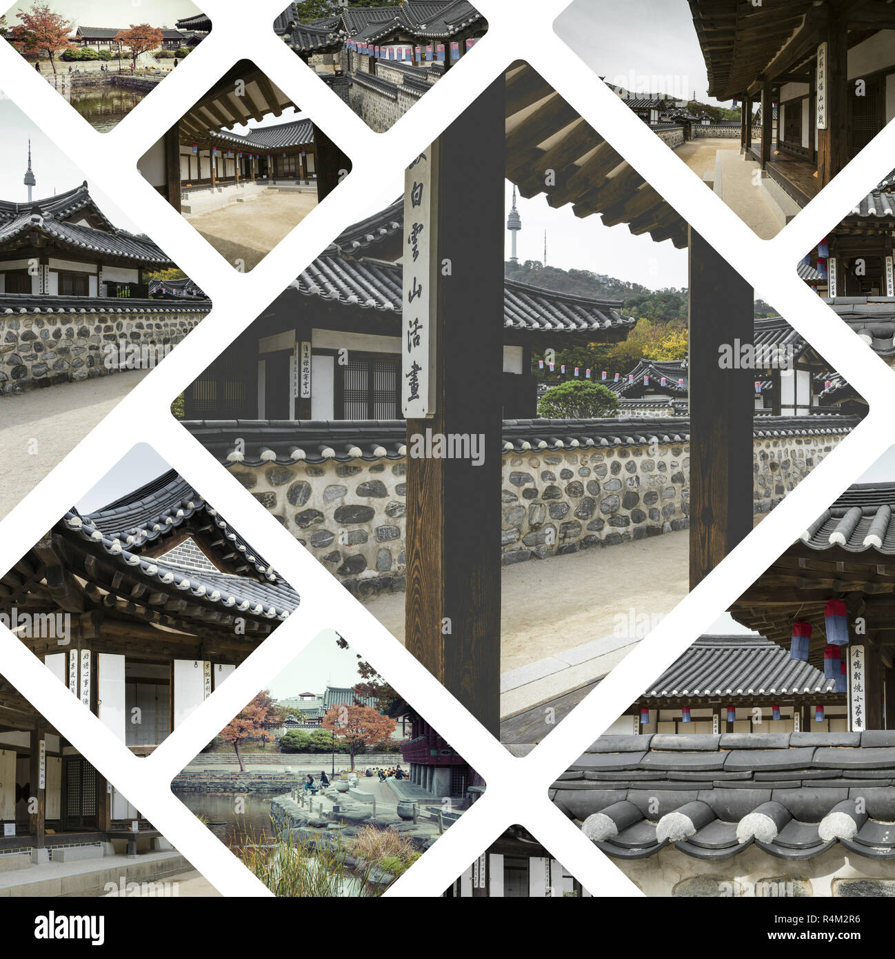 Collage of Old House at Namsangol Hanok Village in Seoul South Korea ...