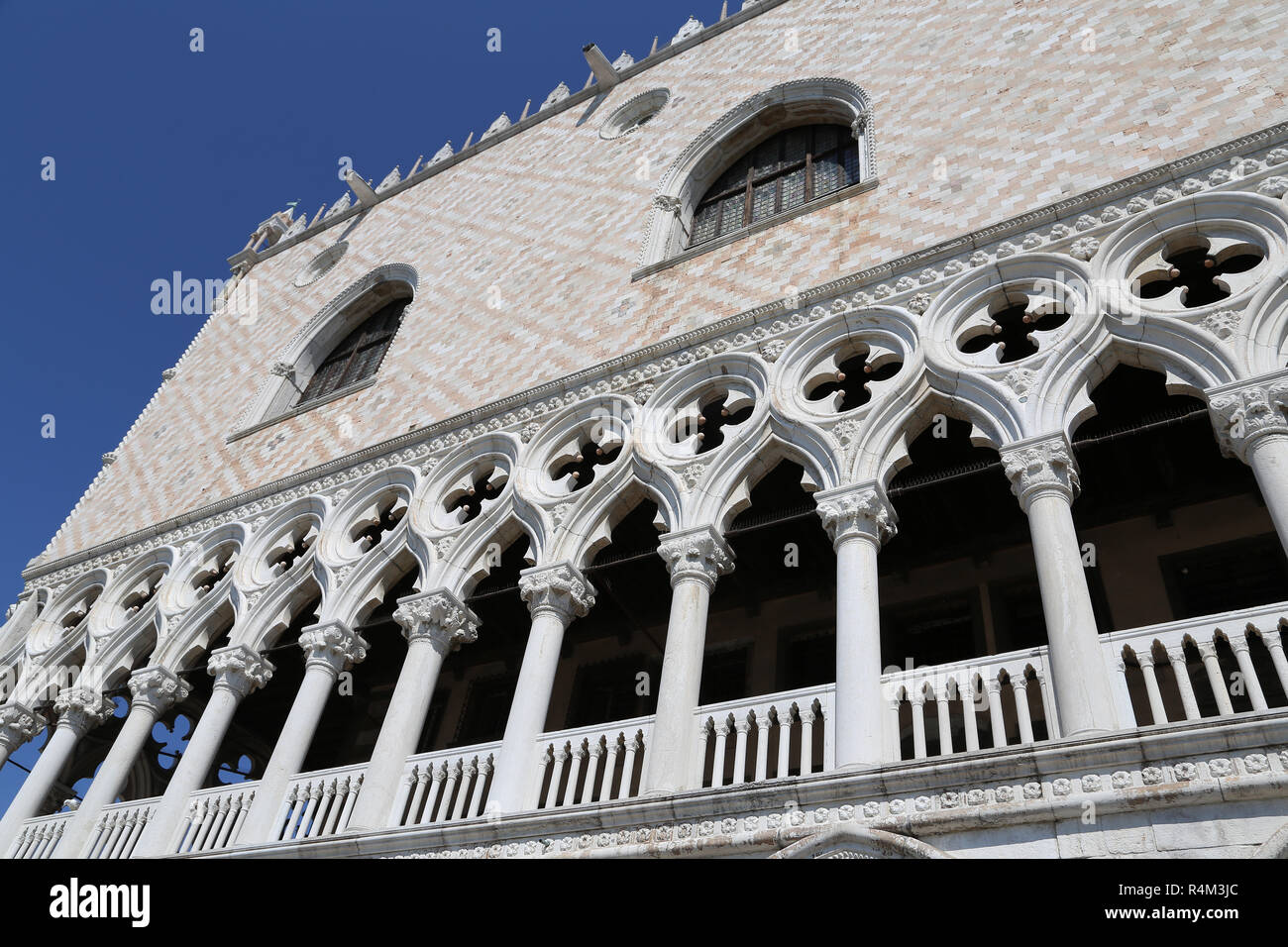 Italy.  Venice. Doge's Palace. 14th-15th century. Venetian Gothic style. Facade. Veneto Region. Stock Photo