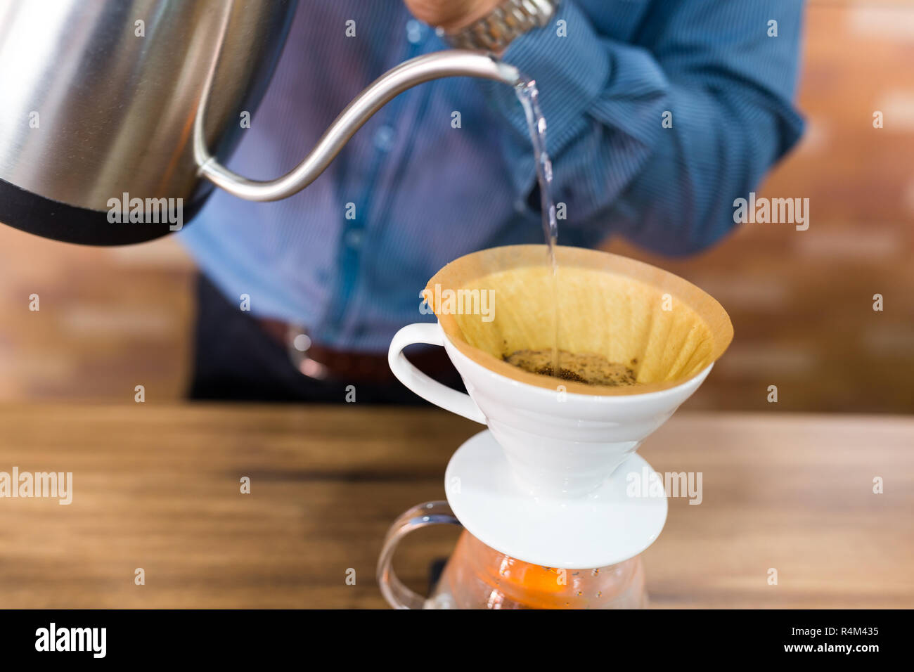 Barista making a drip coffee Stock Photo Alamy