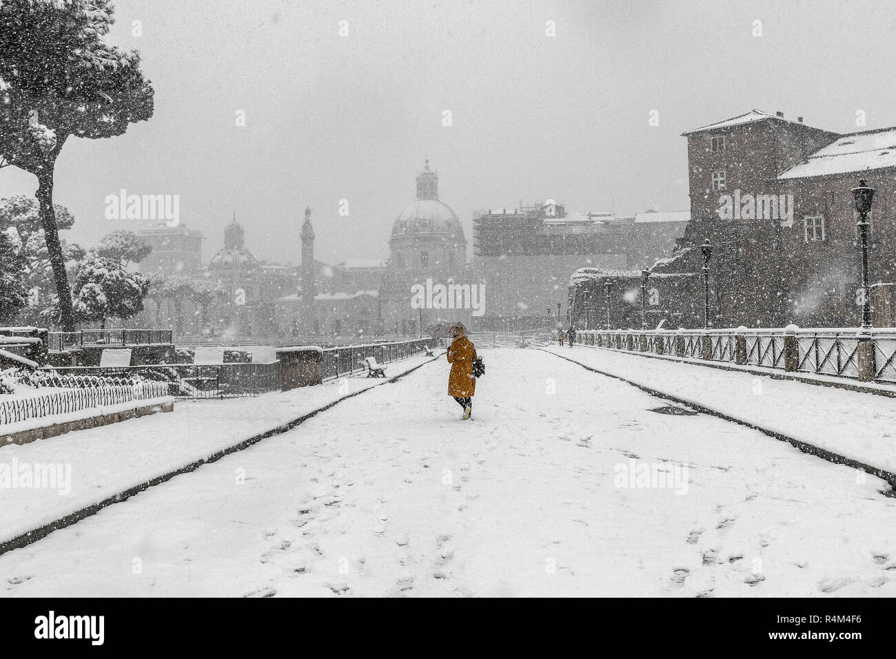 Italy Lazio Rome , view with  Snow Stock Photo