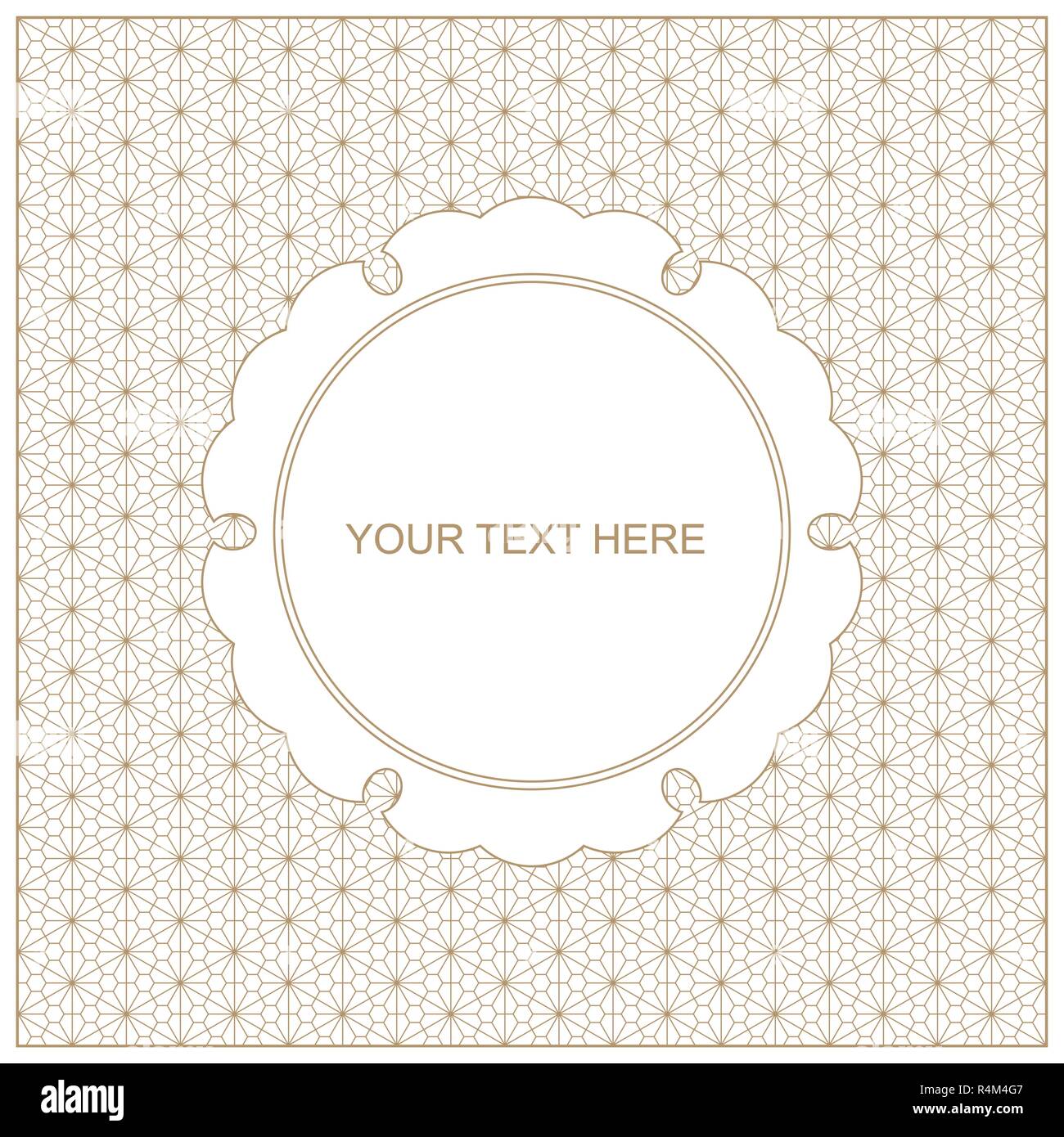 Invitation template frame.Geometric gold lines .Based on japanese pattern.Editable objects layers. Stock Vector
