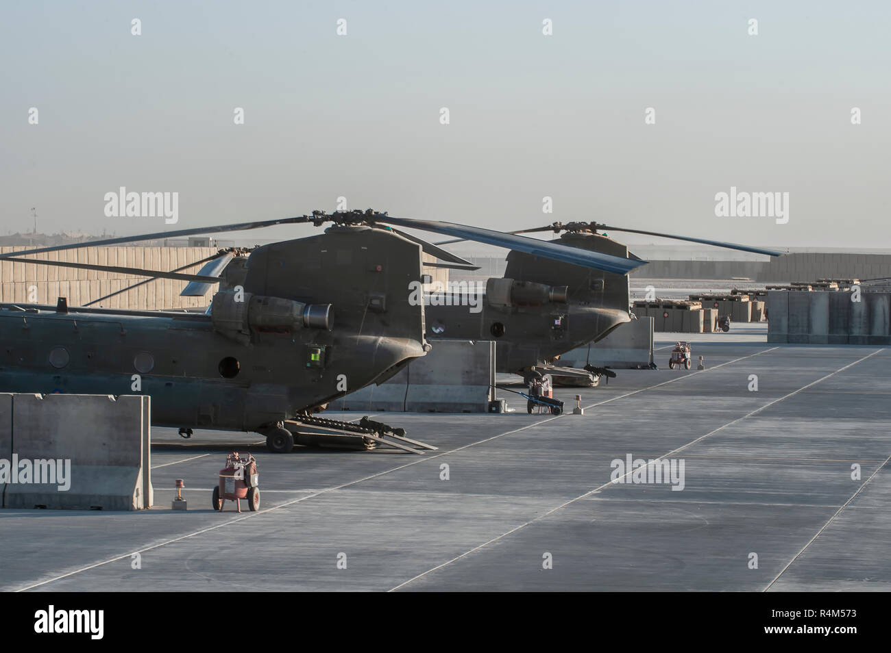 Camp Bastion, Helmand Province, Afghanistan- Circa 2010 :   Royal Air Force Chinook  Helicopter , Stock Photo