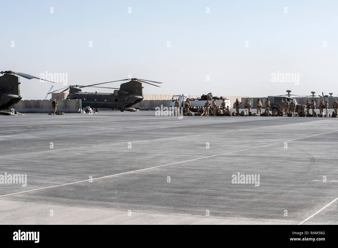 Camp Bastion, Helmand Province, Afghanistan- Circa 2010 :   Royal Air Force Chinook  Helicopter , Stock Photo