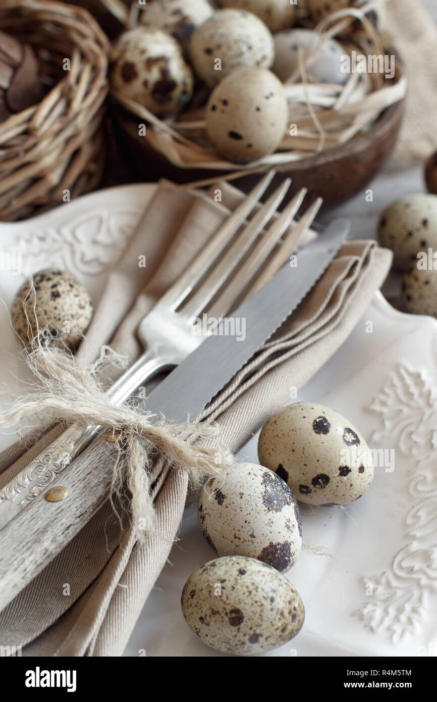 Rustic Easter table setting Stock Photo Alamy
