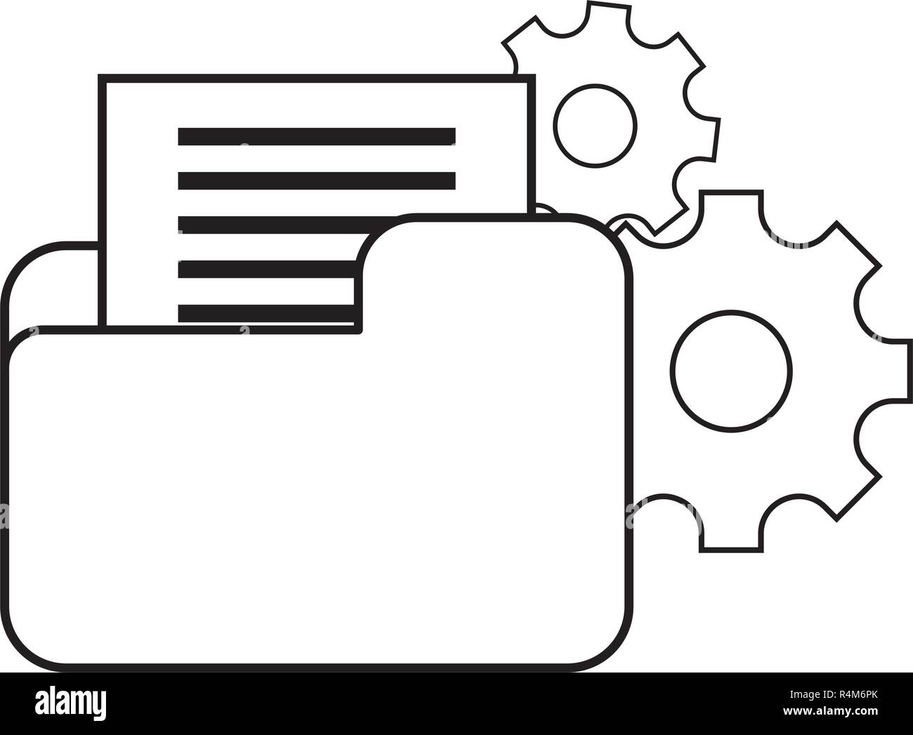technical support documents folder with gears and information cartoon ...