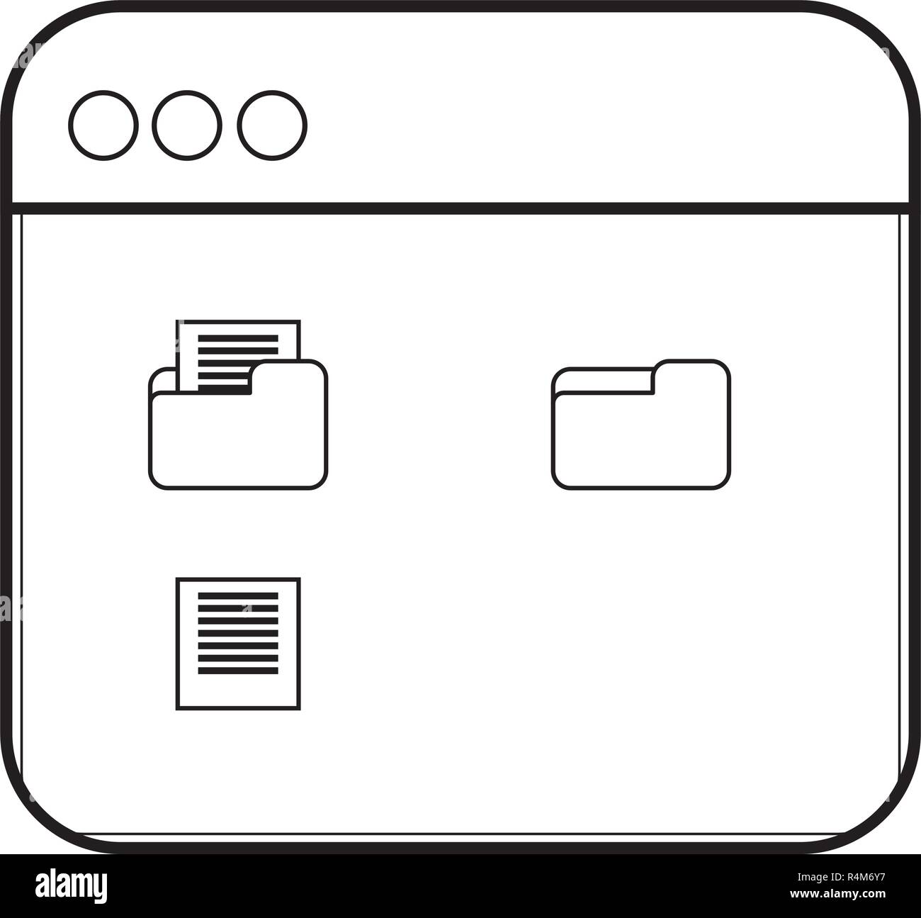 technology computer window with documents folders cartoon vector ...