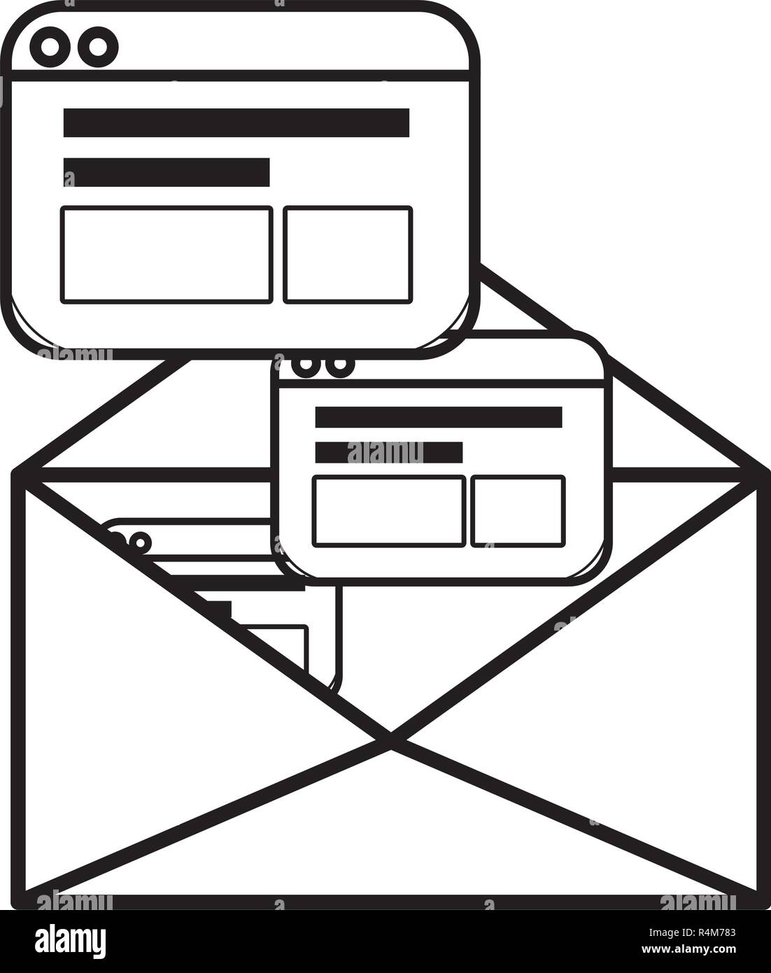 web windows with email cartoon vector illustration graphic design Stock ...