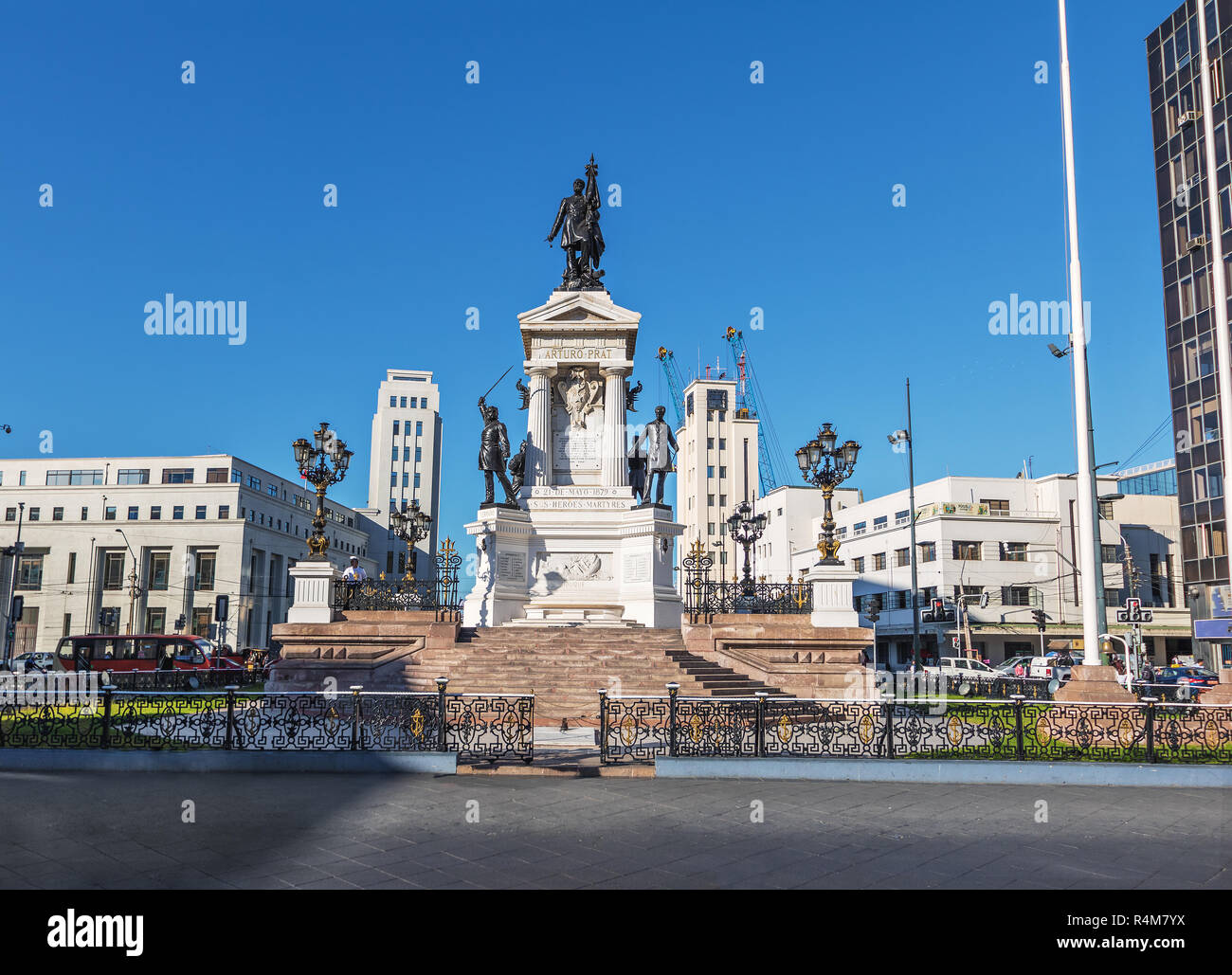 Iquique Heroes Monument at Plaza Sotomayor Square - Valparaiso, Chile Stock Photo