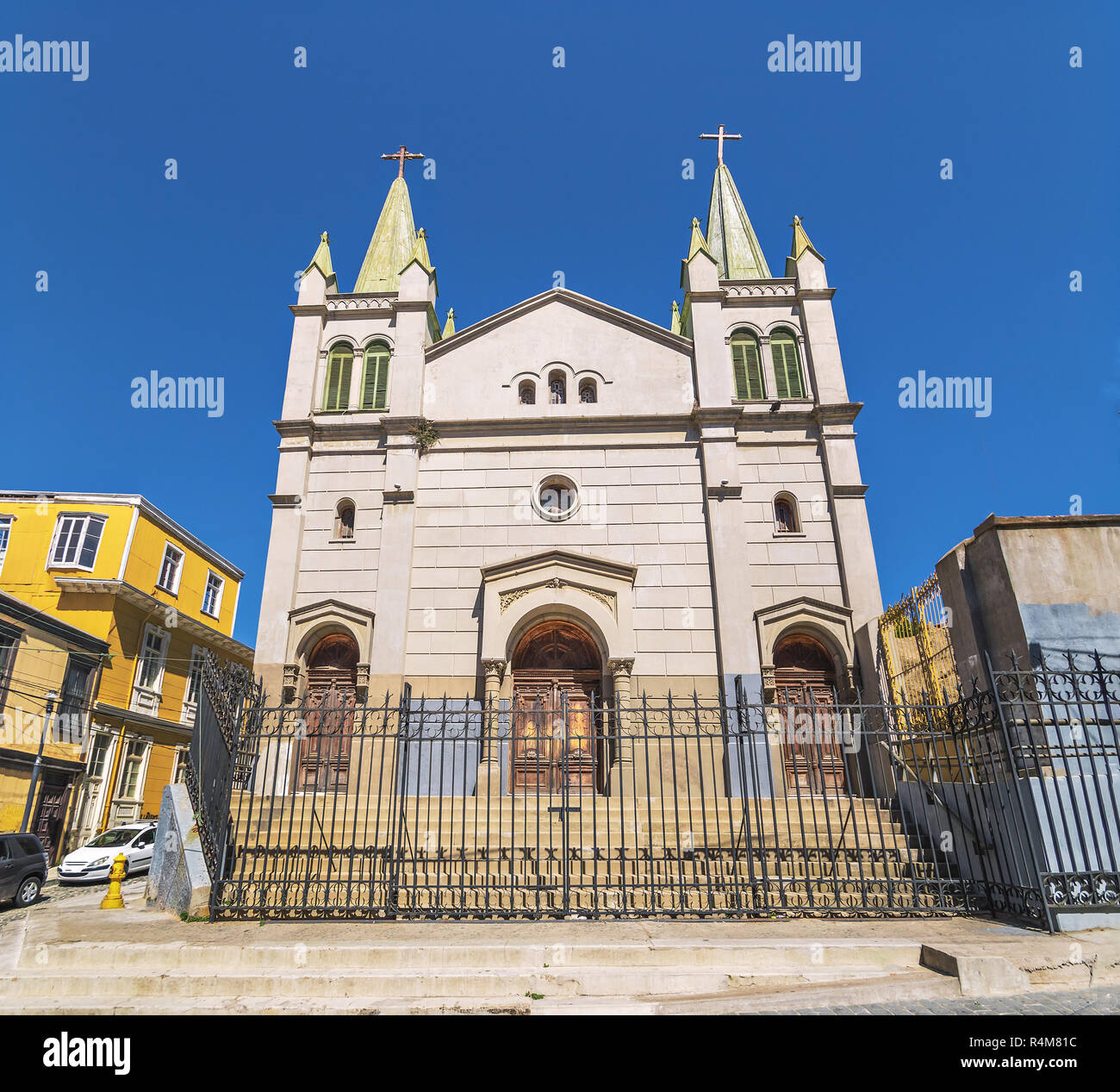 San Luis Gonzaga Parish Church - Valparaiso, Chile Stock Photo