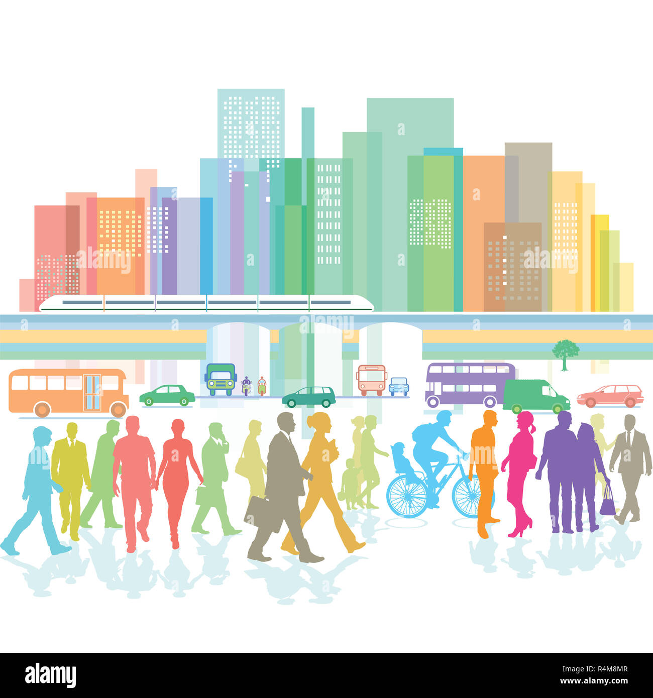 large city with pedestrian and road traffic Stock Photo - Alamy