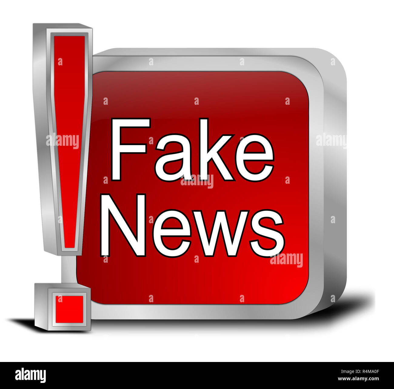 red fake news button - 3D illustration Stock Photo