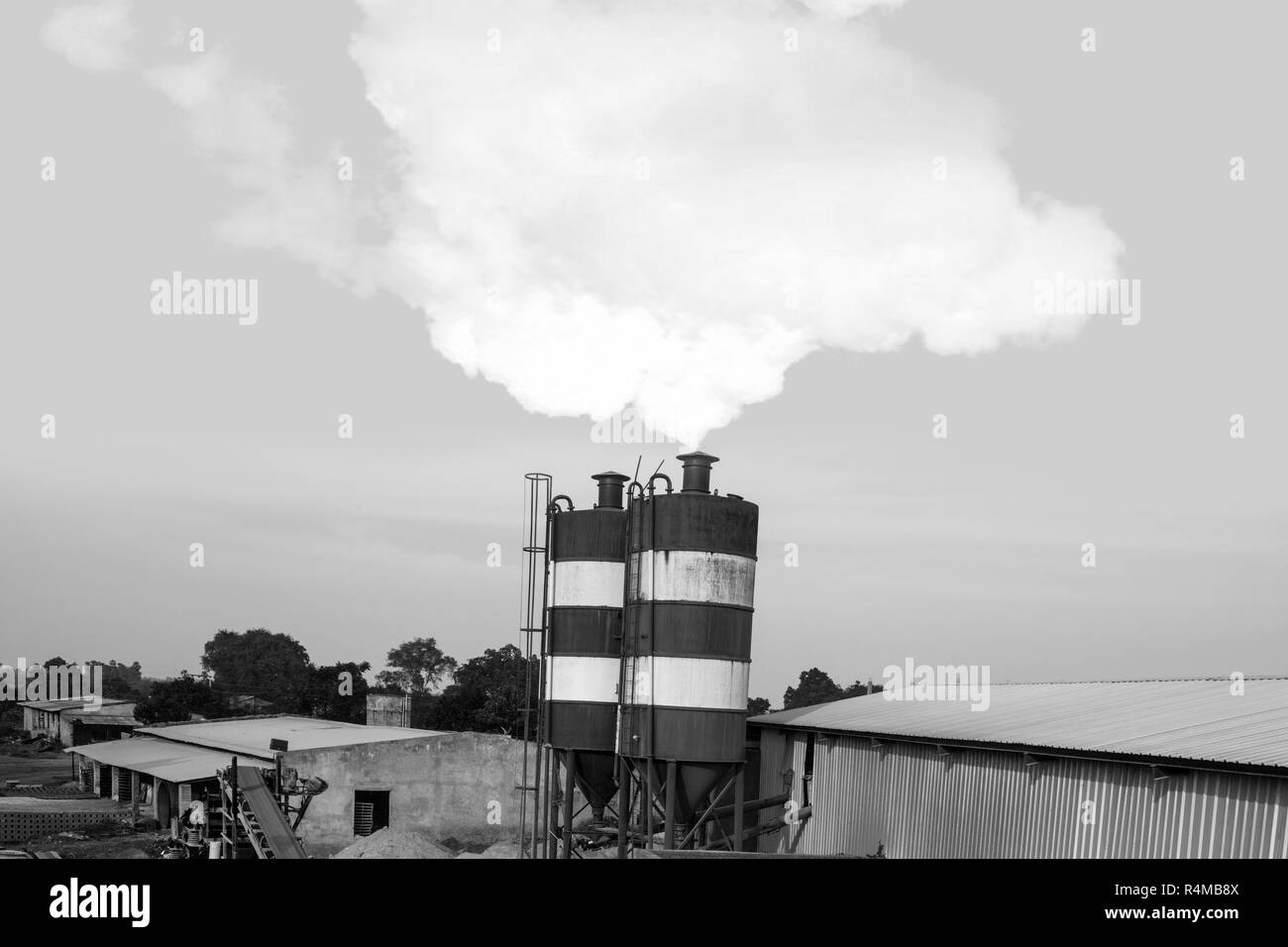 View of a Industrial Factory, black and white Stock Photo Alamy