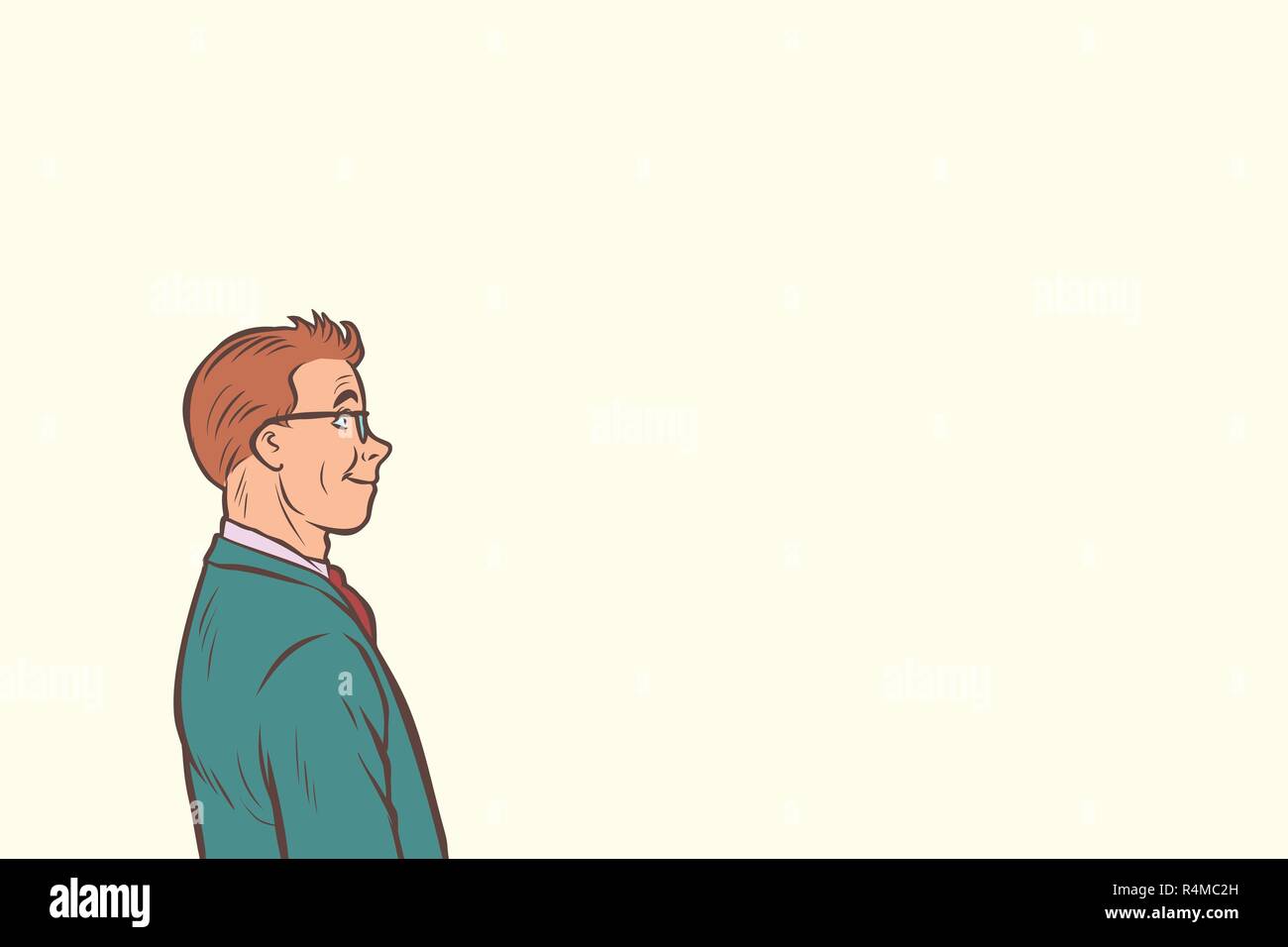 Businessman smiling in profile. Comic cartoon pop art retro vector illustration drawing Stock Vector