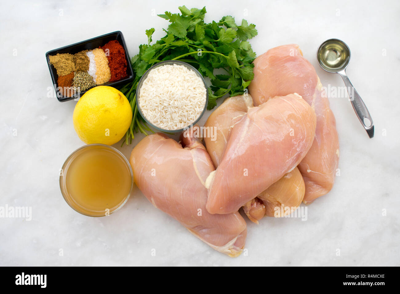 Spanish Chicken and Rice Ingredients Stock Photo Alamy