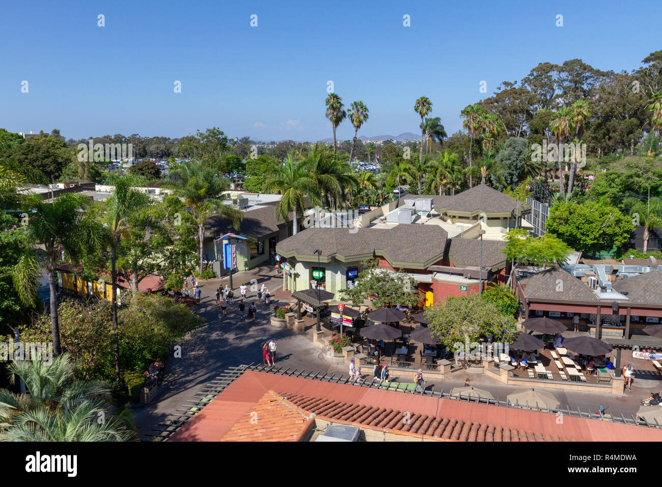 View from Skyfari aerial tram/cable car, San Diego Zoo, Balboa Park, California, United States. Stock Photo