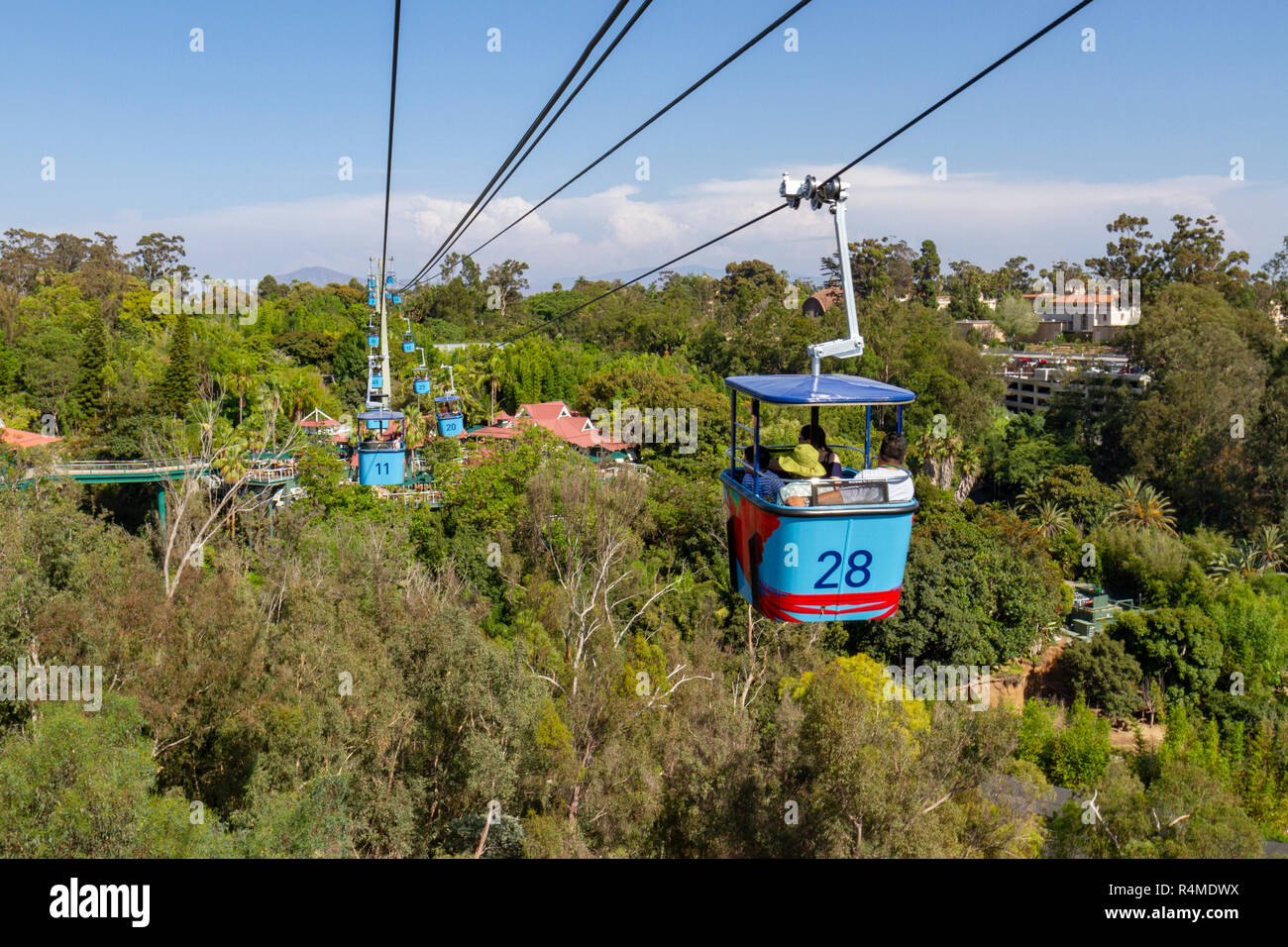 The Skyfari aerial tram/cable car, San Diego Zoo, Balboa Park, California, United States. Stock Photo
