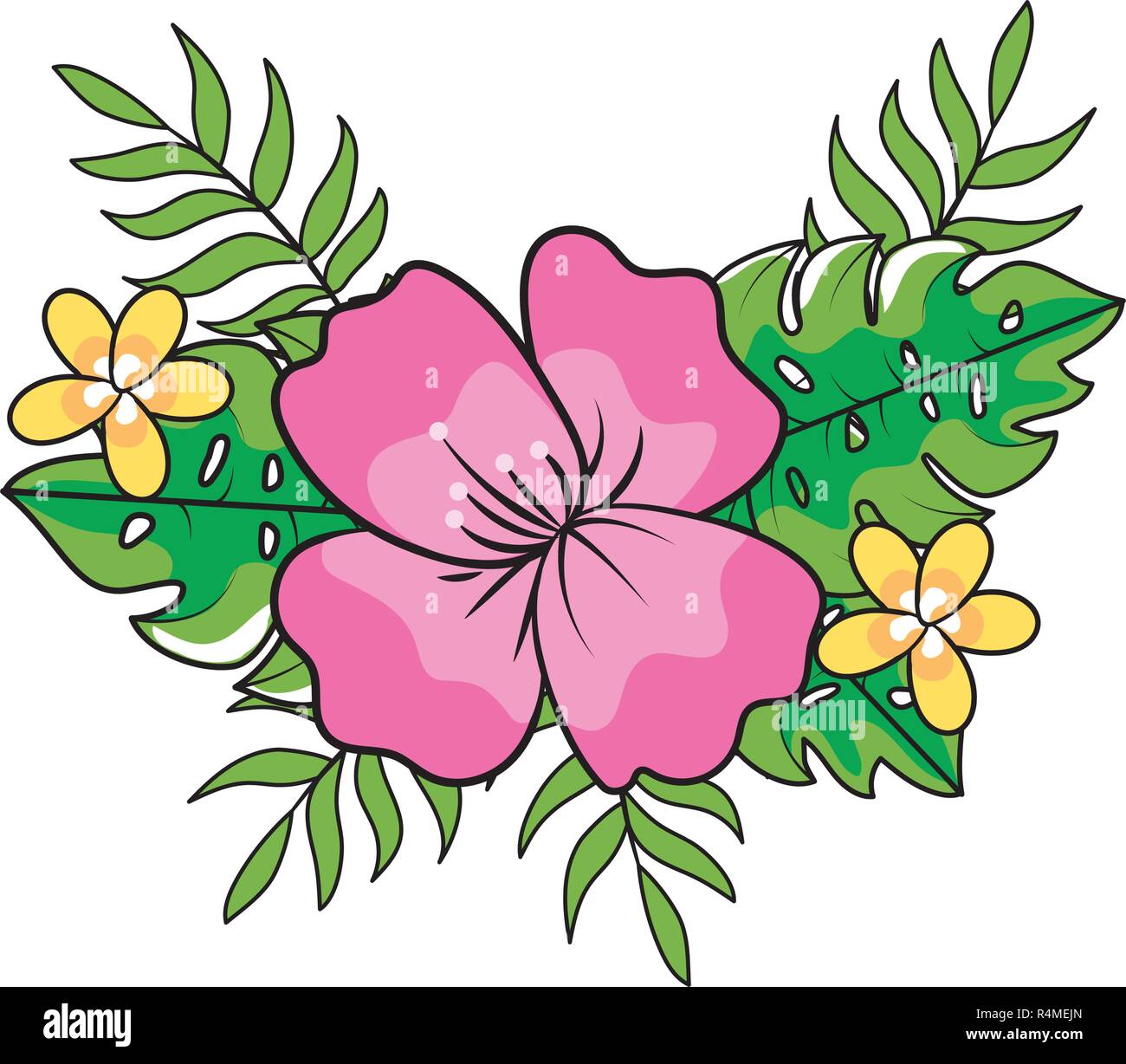 tropical summer flower cartoon vector illustration graphic design ...