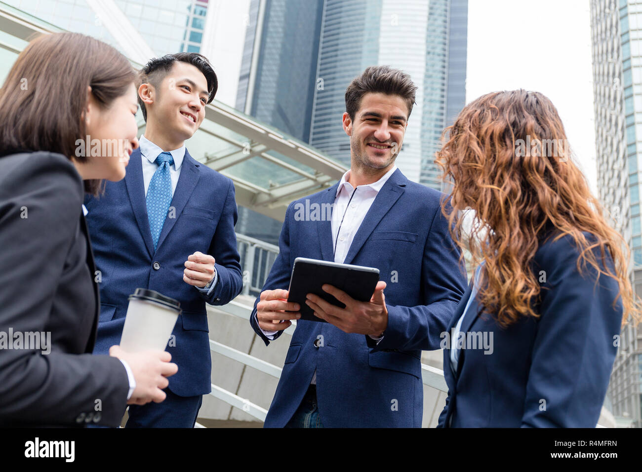 Group of business team chating at outdoor Stock Photo