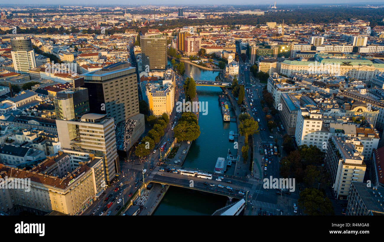 Donaukanal or Danube Canal,  Leopoldstadt, Vienna, Austria Stock Photo